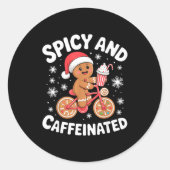 Scy And Caffeinated Gingerbread Funny Coffee Chris ラウンドシール (正面)