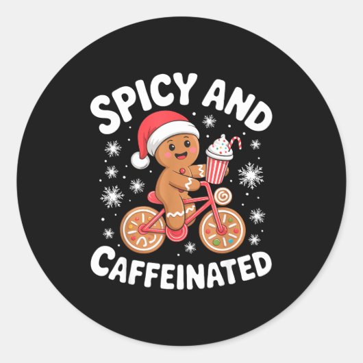 Scy And Caffeinated Gingerbread Funny Coffee Chris ラウンドシール (正面)