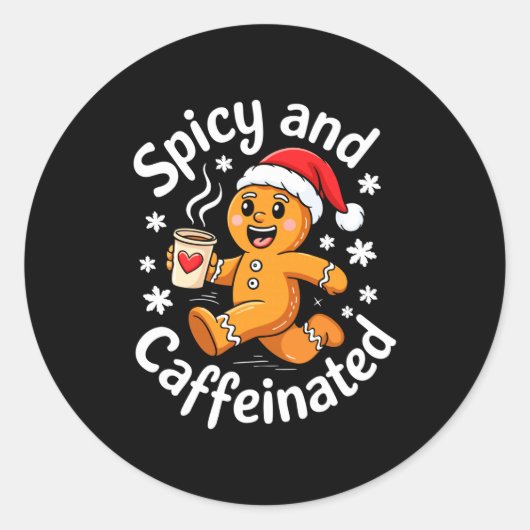 Scy And Caffeinated Shirt Men Women Gingerbread Ch ラウンドシール (正面)