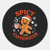 Scy Gingerbread Caffeinated Funny Coffee Lover Chr ラウンドシール (正面)