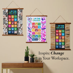 SDGデコ地球に優しールfor Home, Office & Classroom 吊り下げ型タペストリー
