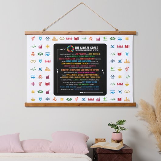 SDGデコ地球に優しールfor Home, Office & Classroom 吊り下げ型タペストリー (寝室)