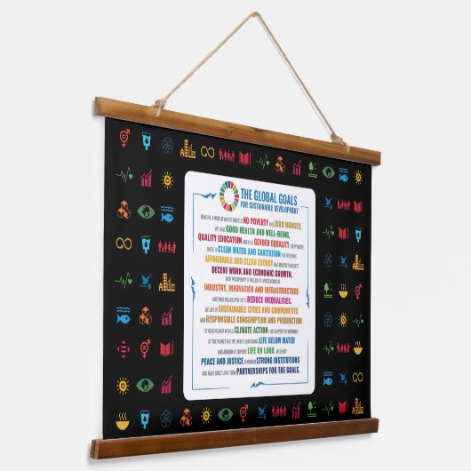 SDGデコ地球に優しールfor Home, Office & Classroom 吊り下げ型タペストリー (傾斜あり)