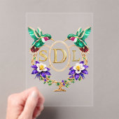 SDL Hummingbird Any Letters Custom Wedding アクリル招待状 (インサイチュ (ポータブル))