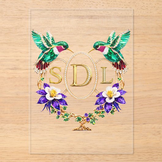 SDL Hummingbird Any Letters Custom Wedding アクリル招待状 (正面)