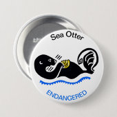 SEA クール OTTER – 絶滅危惧動物グラフィック 缶バッジ (正面&裏面)