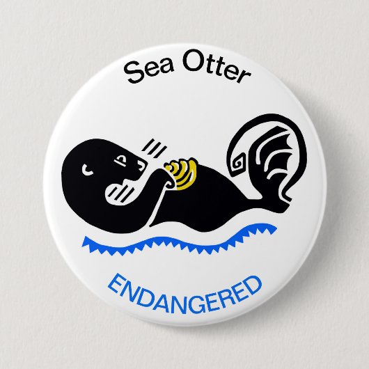 SEA クール OTTER – 絶滅危惧動物グラフィック 缶バッジ (正面)