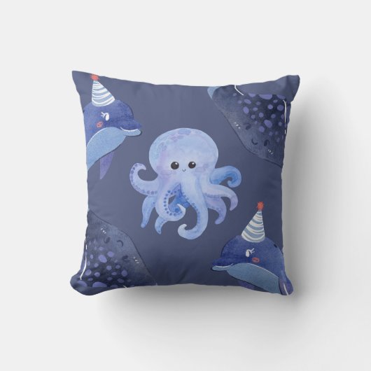 Sea Animal Square  Pillow クッション (正面)