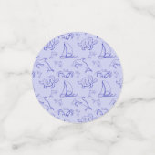 Sea animals and sailboat one line drawing pattern  コンフェッティ (スモール正面)
