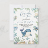 Sea Animals Photo 1st Birthday Invite 招待状 (正面)