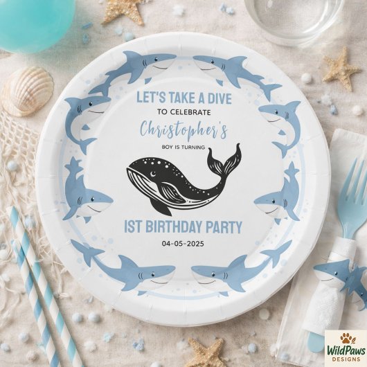 Sea Animals Shark 1st Birthday | Under the Sea  ペーパープレート