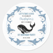 Sea Animals Shark 1st Birthday | Under the Sea  ラウンドシール (正面)