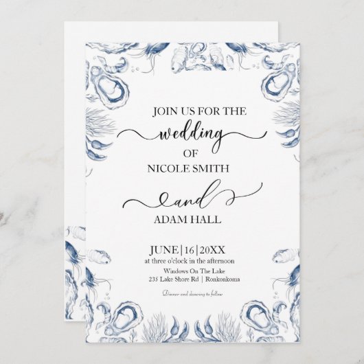  Sea Beach Wedding Invitation |Coastal Destination 招待状 (正面/裏面)