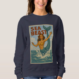 Sea Beast Retro Mermaid | Funny Coastal Beach Life スウェットシャツ