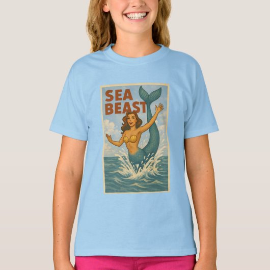 Sea Beast Retro Mermaid | Funny Coastal Beach Life Tシャツ (正面)