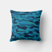 sea blue, midnight blue, teal blue, and blue camo クッション (裏面)