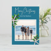 Sea Blue Starfish Christmas Photo シーズンカード (スタンド正面)