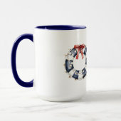 Sea Blue White Red Bow Happy Place Floating Ring  マグカップ (左)