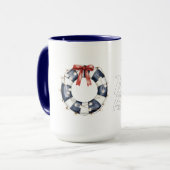 Sea Blue White Red Bow Happy Place Floating Ring  マグカップ (正面左)
