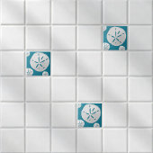 Sea Blue & White Tropical Beach Sand Dollar Accent タイル