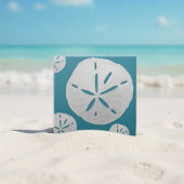 Sea Blue & White Tropical Beach Sand Dollar Accent タイル