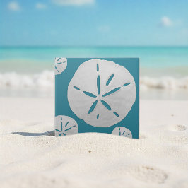 Sea Blue & White Tropical Beach Sand Dollar Accent タイル