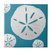 Sea Blue & White Tropical Beach Sand Dollar Accent タイル (正面)