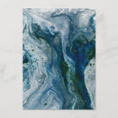 Sea Blues Alcohol Ink Paint Elegant Wedding  エンクロージャーカード (裏面)