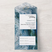 Sea Blues Alcohol Ink Wedding Invitation Elegance オールインワン招待状 (内側)
