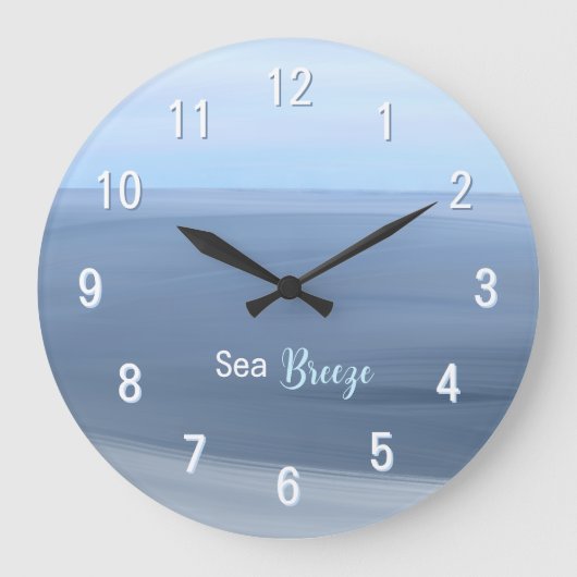 Sea Breeze – Calm Blue Ocean ラージ壁時計 (正面)