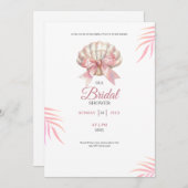 Sea bridal shower pink bridal shower invitation 招待状 (正面/裏面)