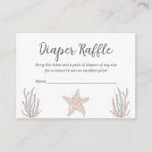 Sea Coastal Starfish Baby Shower Diaper Raffle エンクロージャーカード (正面)