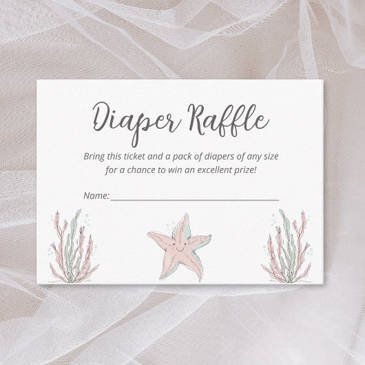 Sea Coastal Starfish Baby Shower Diaper Raffle エンクロージャーカード