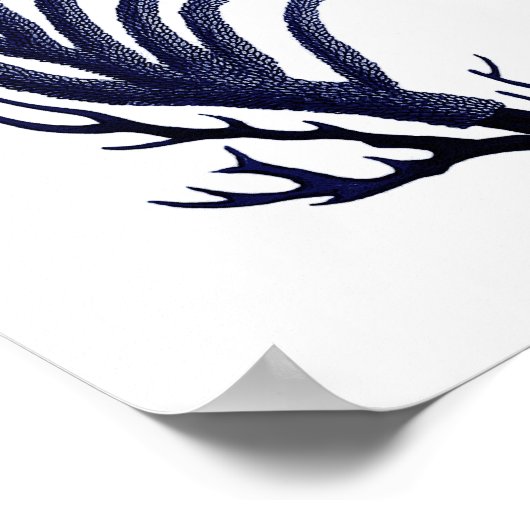 Sea Coral Navy Blue Coastal Wall Art ポスター (角)