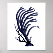 Sea Coral Navy Blue Coastal Wall Art ポスター (正面)