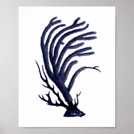 Sea Coral Navy Blue Coastal Wall Art ポスター