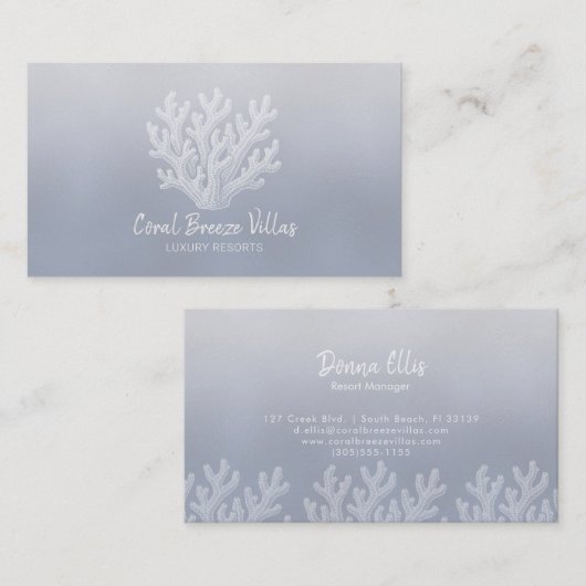 Sea Coral Silhouette | Blue Pearl  名刺 (正面/裏面)
