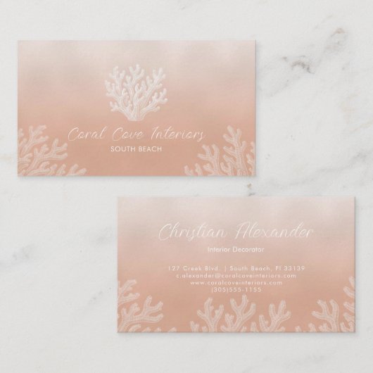 Sea Coral Silhouette | Lt Coral 名刺 (正面/裏面)