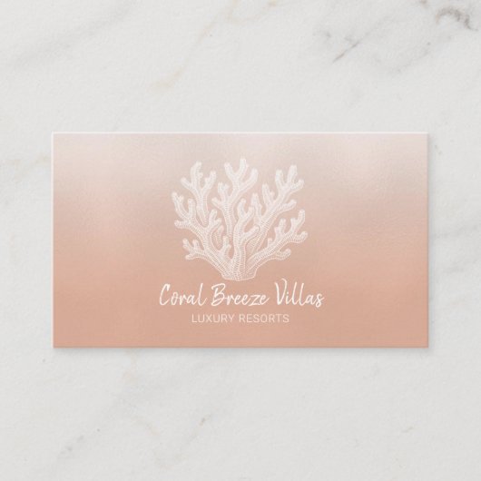 Sea Coral Silhouette | Lt Coral Business Card 名刺 (正面)