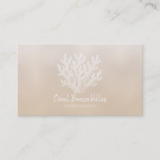 Sea Coral Silhouette | Lt Sand Pearl Business Card 名刺 (正面)