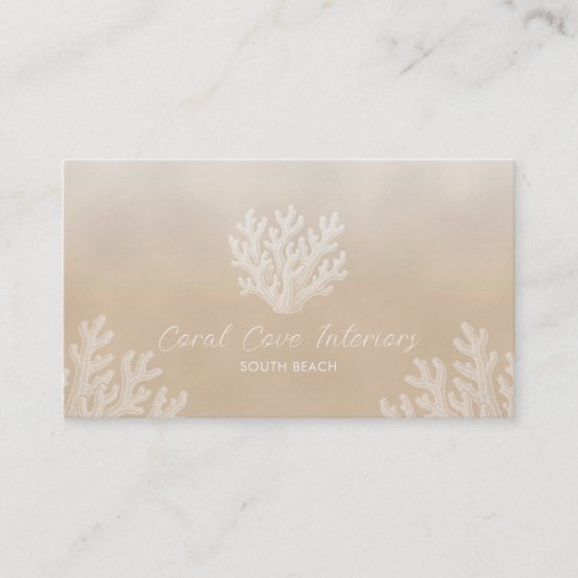 Sea Coral Silhouette | Sandy Pearl Business Card 名刺 (正面)
