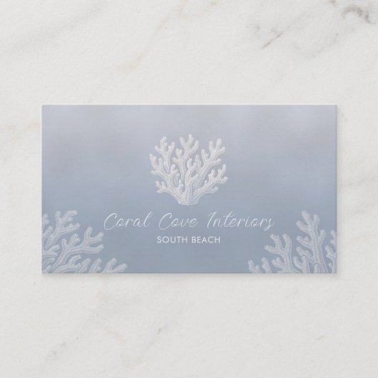 Sea Coral Silhouette | Silver Blue Pearl 名刺 (正面)