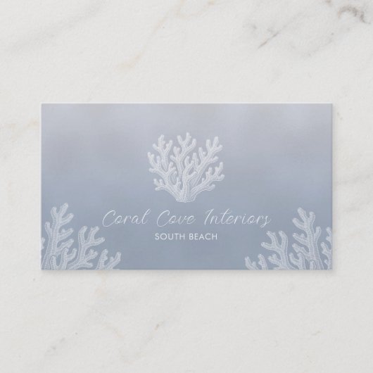 Sea Coral Silhouette | Silver Blue Pearl  名刺 (正面)