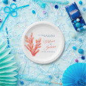 Sea Coral Watercolor custom wedding ペーパープレート (パーティー)