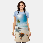 Sea  Crabs on Tropical Beach – Serene Ocea エプロン (着用した状態)