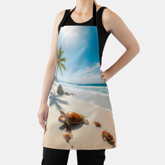 Sea  Crabs on Tropical Beach – Serene Ocea エプロン (インサイチュ)