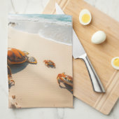 Sea  Crabs on Tropical Beach – Serene Ocea キッチンタオル (四つ折り)