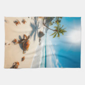 Sea  Crabs on Tropical Beach – Serene Ocea キッチンタオル (横)