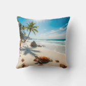 Sea  Crabs on Tropical Beach – Serene Ocea クッション (裏面)