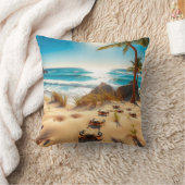 Sea  Crabs on Tropical Beach – Serene Ocea クッション (ブランケット)